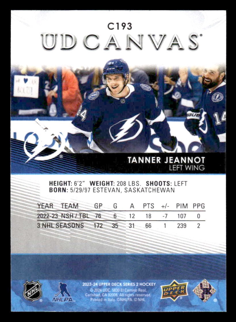2023-24 Upper Deck #C193 Tanner Jeannot UD Canvas