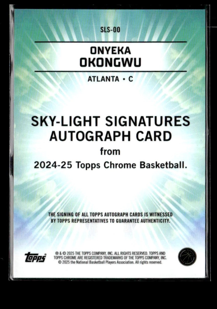 2024-25 Chrome Sapphire #SLS-OO Onyeka Okongwu Sky-Light Sigs Orange #22/25