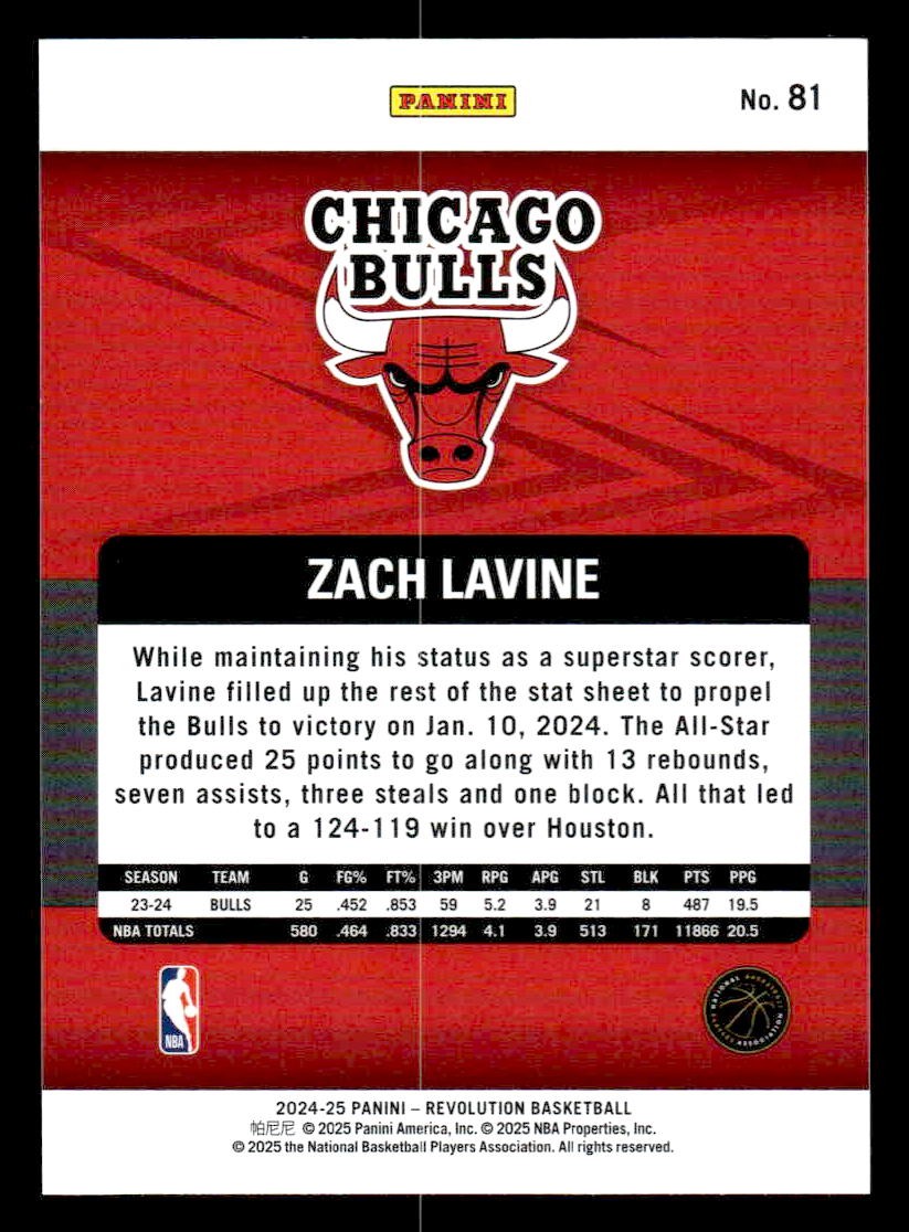 2024-25 Panini Revolution #81 Zach Lavine