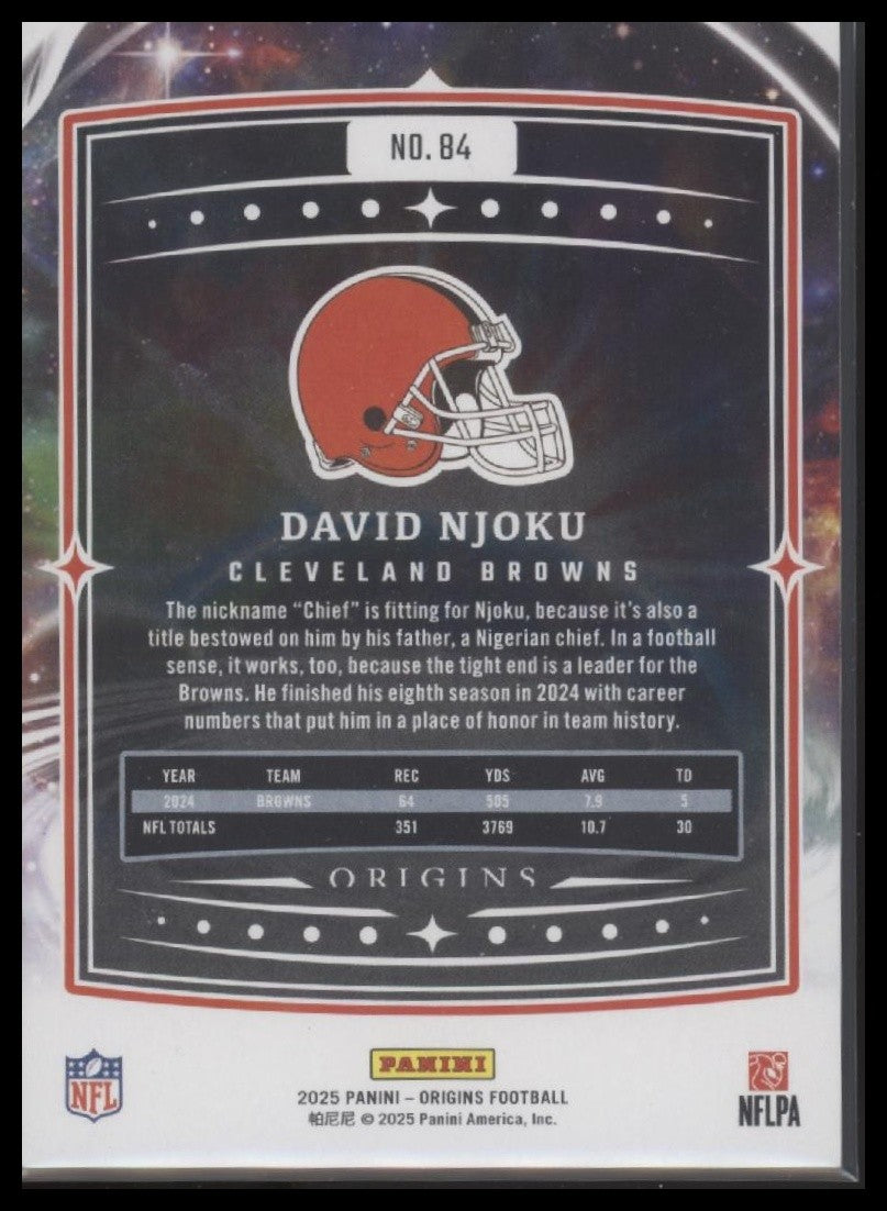 2025 Panini Origins #84 David Njoku Orange Color Match #112/149