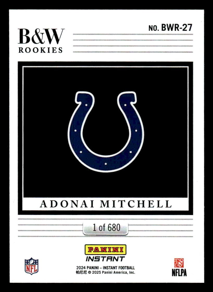 2024 Panini Instant NFL Black & White Rookies #BWR-27 Adonai MitchelI