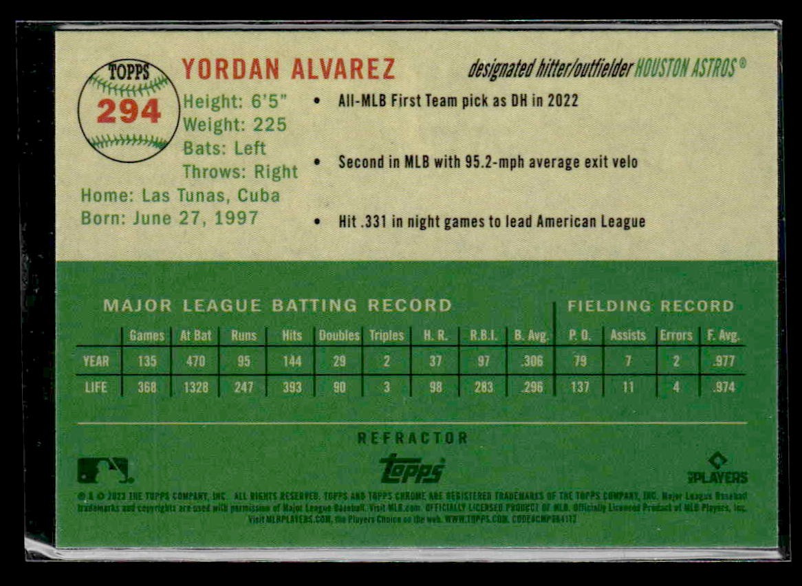 2023 Topps Chrome Platinum Anniversary #294 Yordan Alvarez Refractor