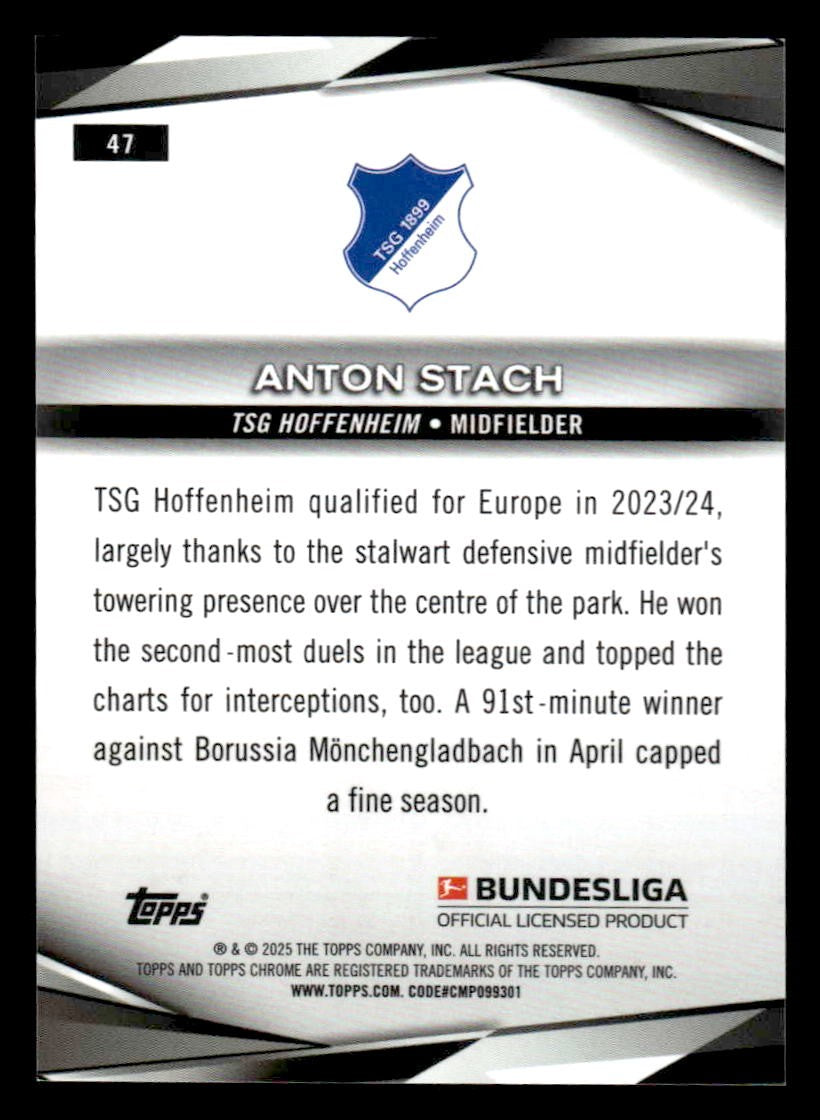 2025 Topps Sapphire Edition Bundesliga #47 Anton Stach