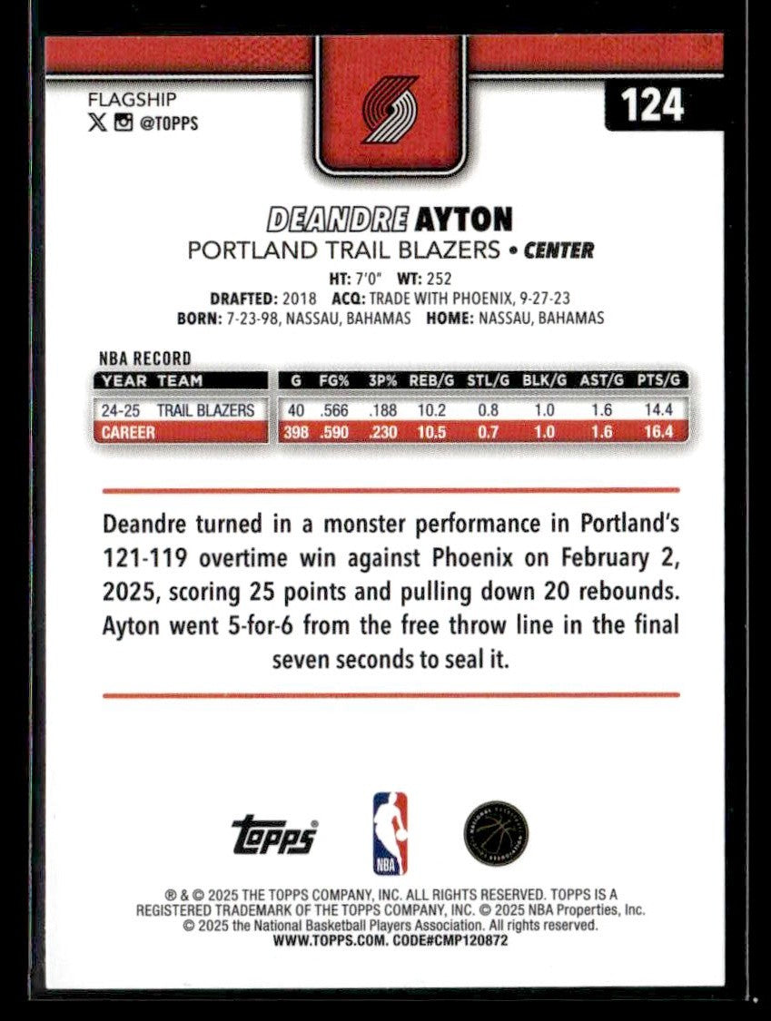 2025-26 Topps #124 Deandre Ayton