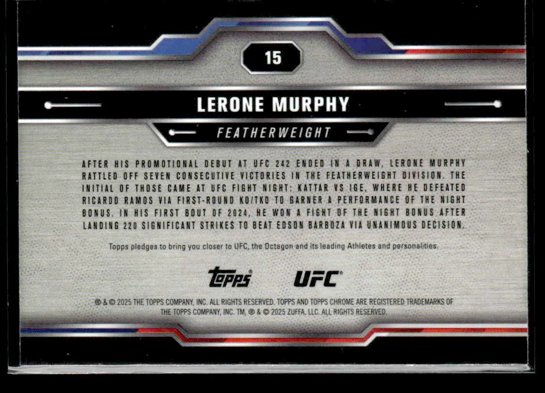 2025 Topps Chrome UFC #15 Lerone Murphy Purple Refractor