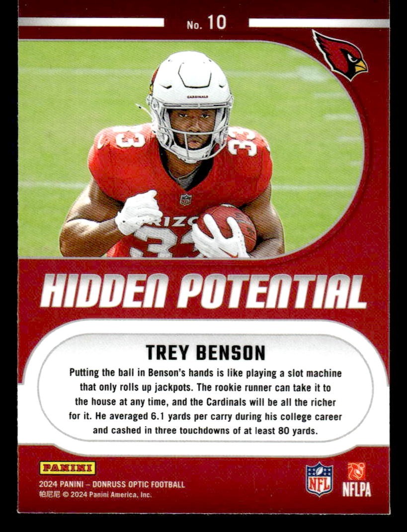 2024 Donruss Optic #10 Trey Benson Hidden Potential