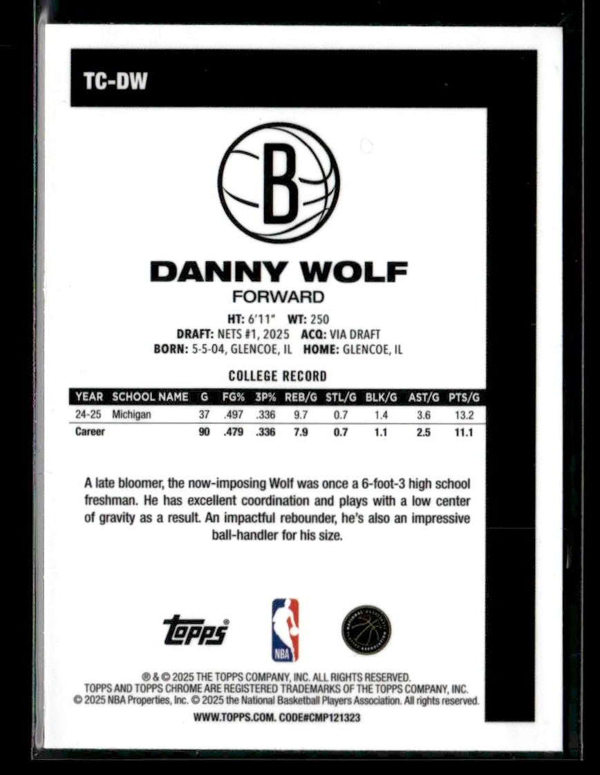 2025-26 Topps #TC-DW Danny Wolf 1980-81 Topps Chrome Basketball