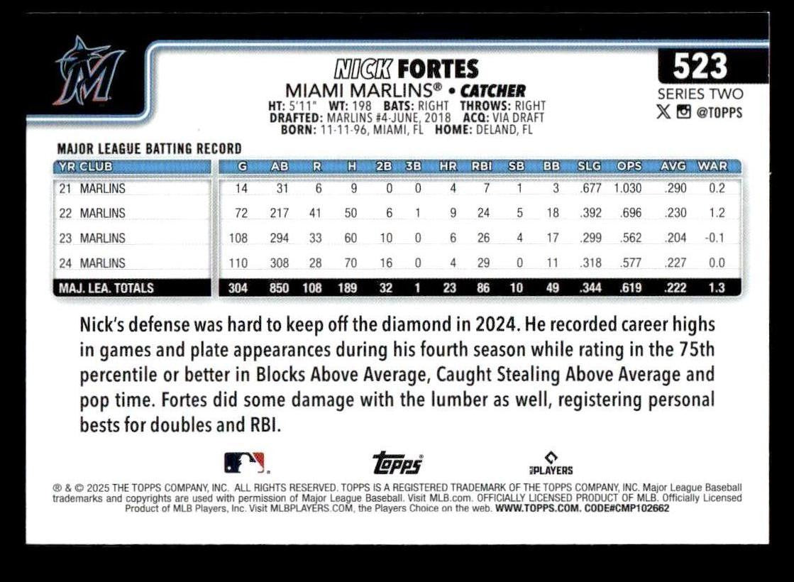 2025 Topps #523 Nick Fortes