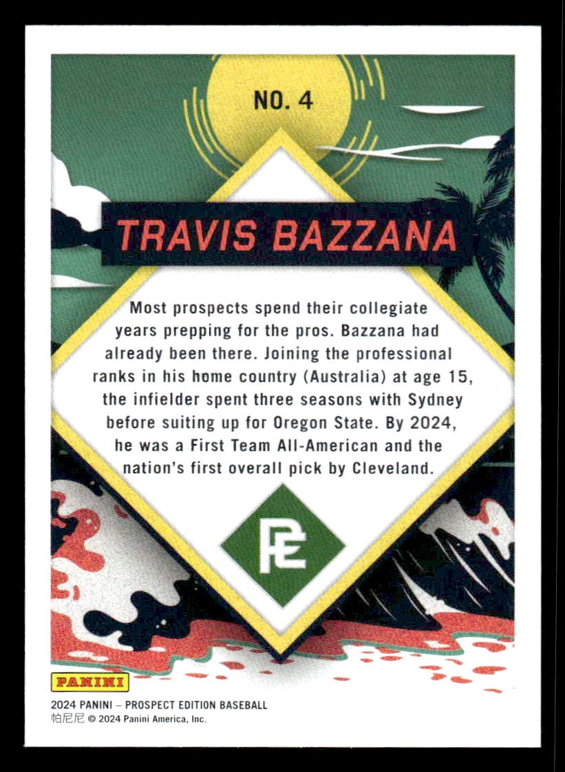 2024 Panini Prospect Edition #4 Travis Bazzana Prepping For The Pros