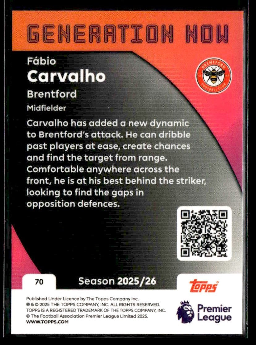 2025-26 Topps Premier League #70 Fábio Carvalho Rainbow Foil