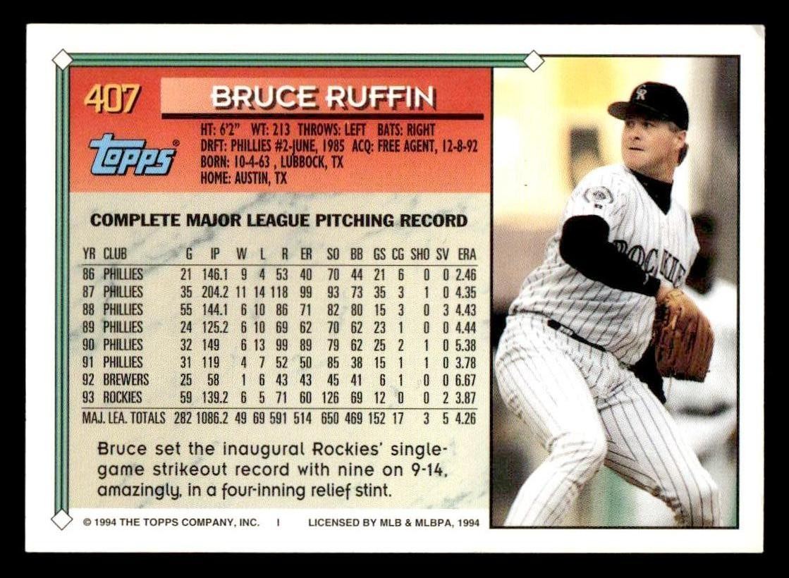 1994 Topps #407 Bruce Ruffin