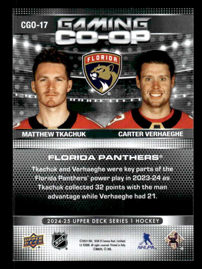 2024-25 Upper Deck #CGO-17 Matthew Tkachuk / Carter Verhaeghe Gaming Co-Op