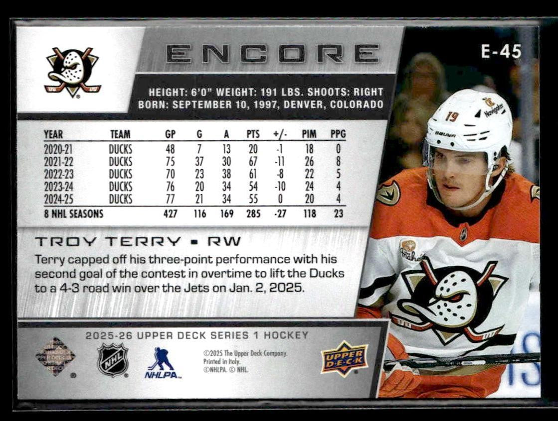 2025-26 Upper Deck #E-45 Troy Terry Encore