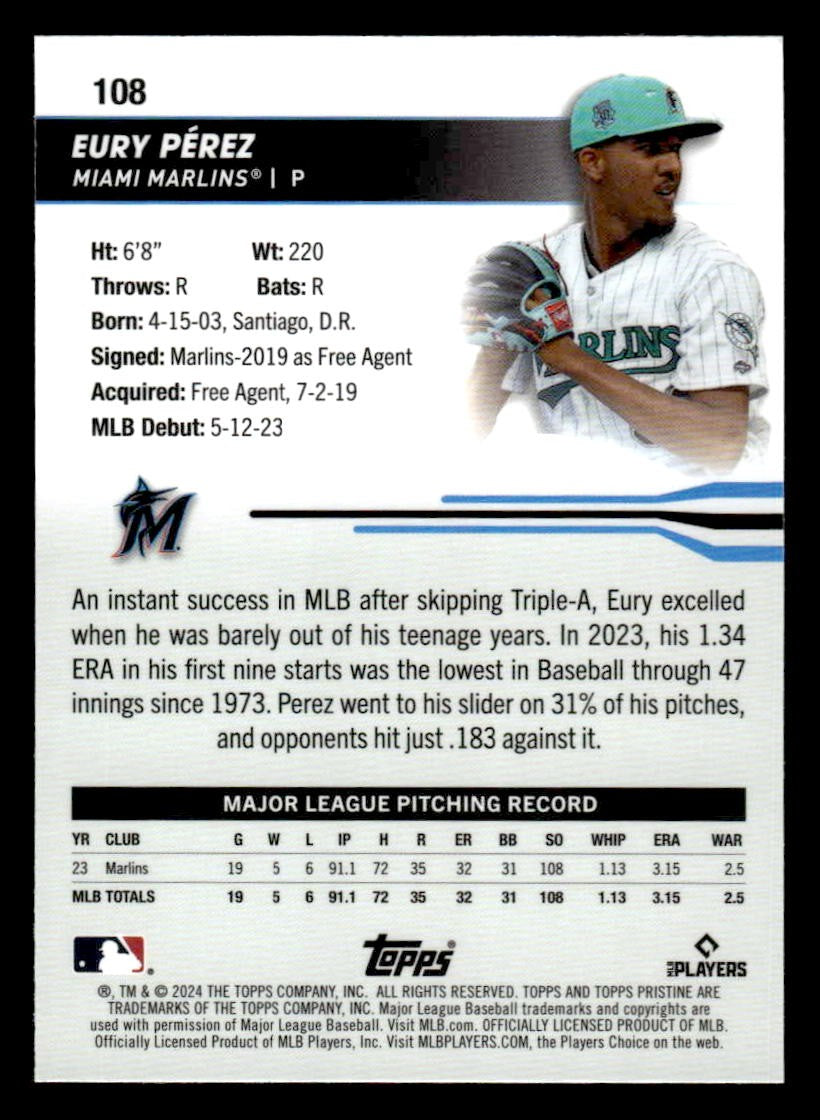 2024 Topps Pristine #108 Eury Pérez