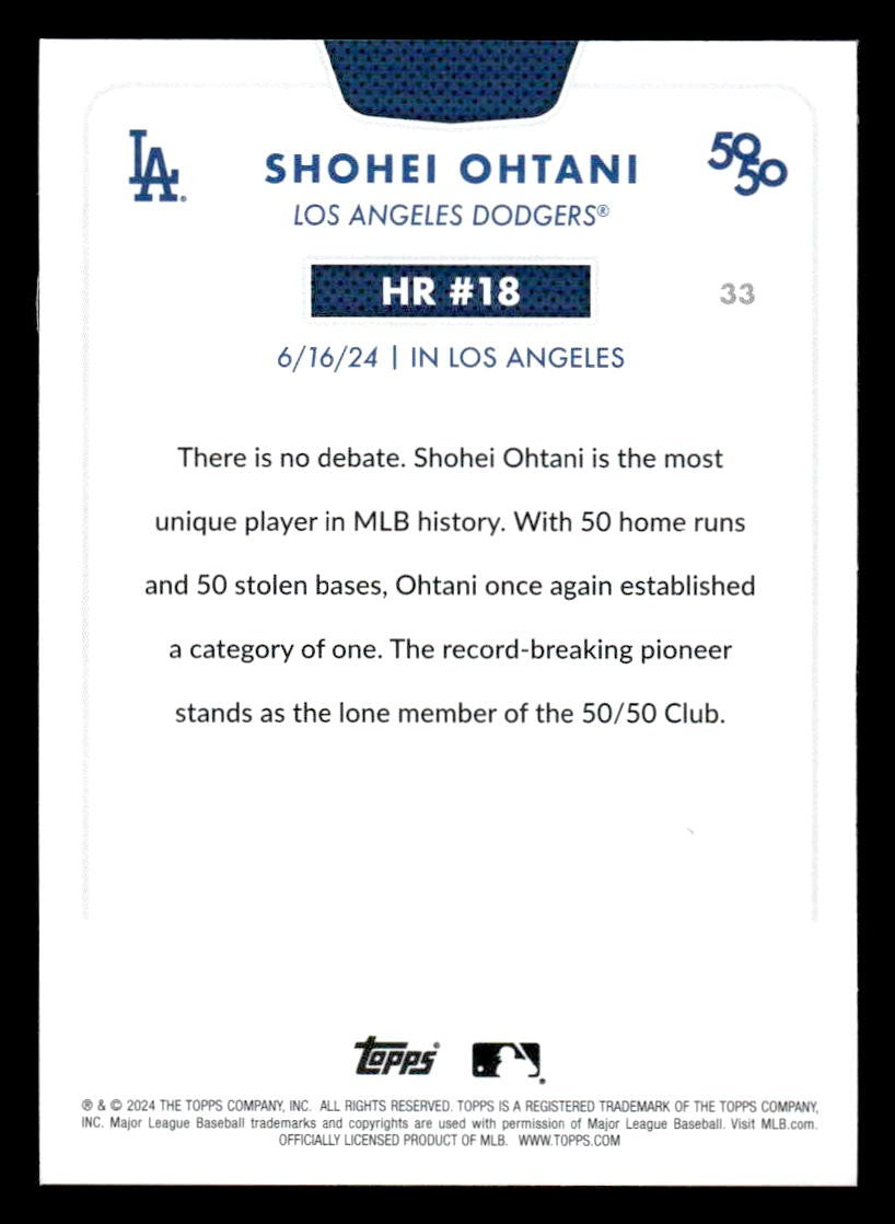 2024 Topps 50/50: Shohei Ohtani #33 Shohei Ohtani