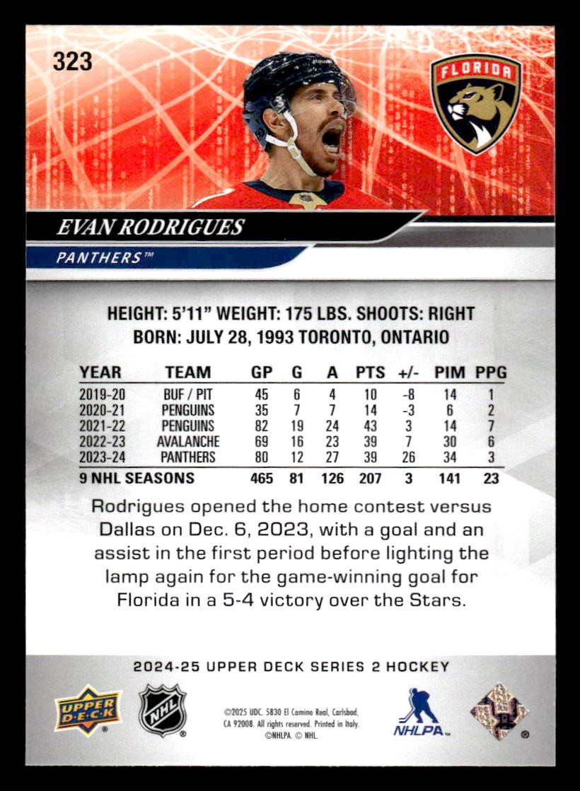 2024-25 Upper Deck #323 Evan Rodrigues