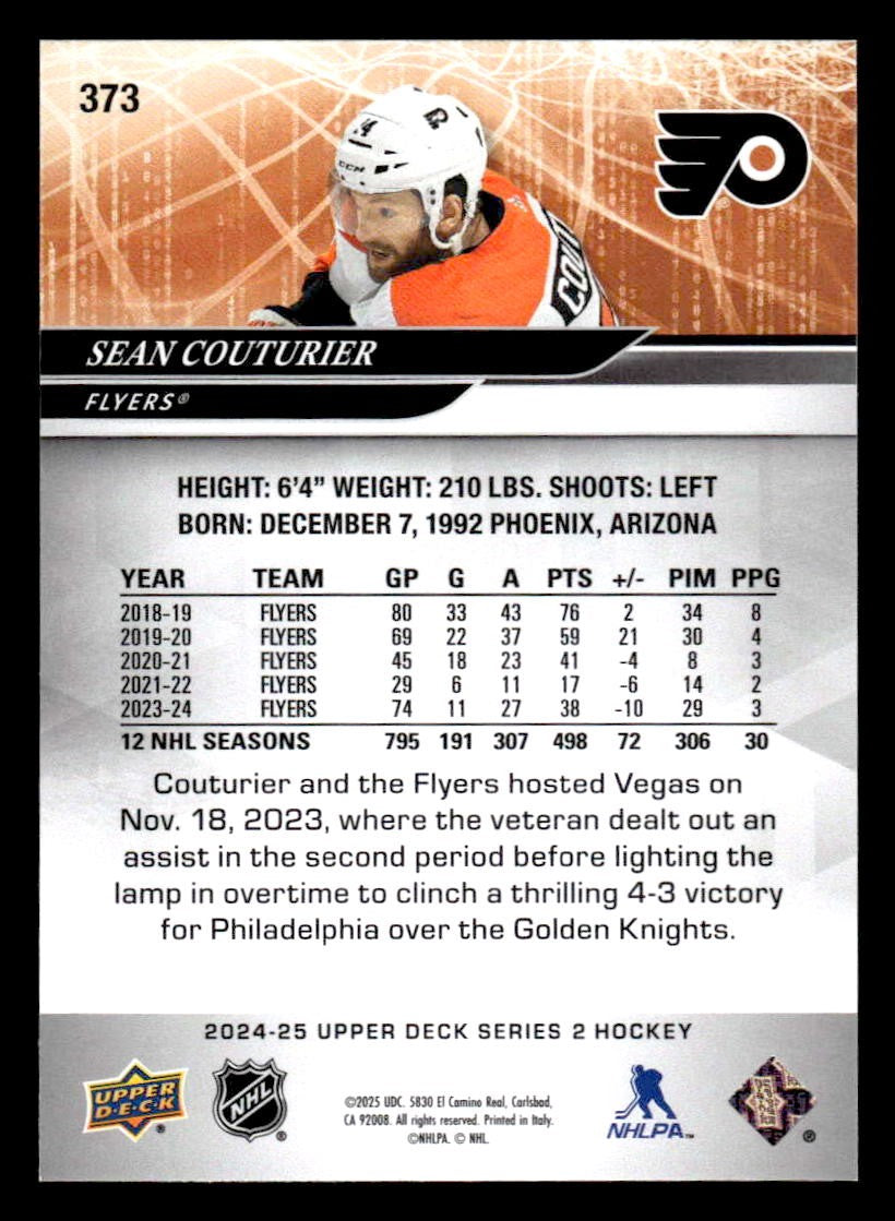 2024-25 Upper Deck #373 Sean Couturier