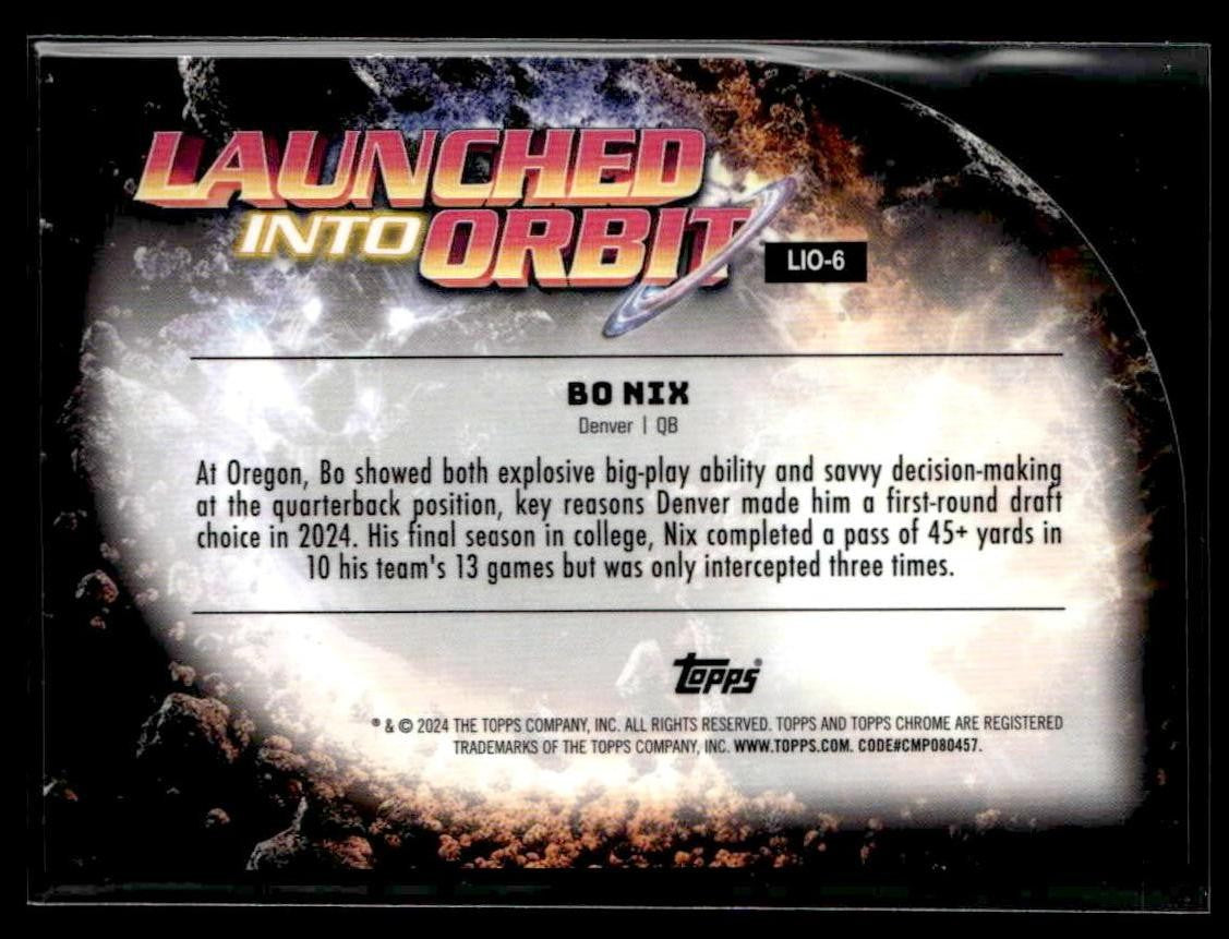 2024 Topps Chrome Cosmic #LIO-6 Bo Nix Launched Into Orbit