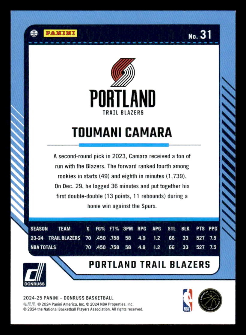 2024-25 Donruss #31 Toumani Camara
