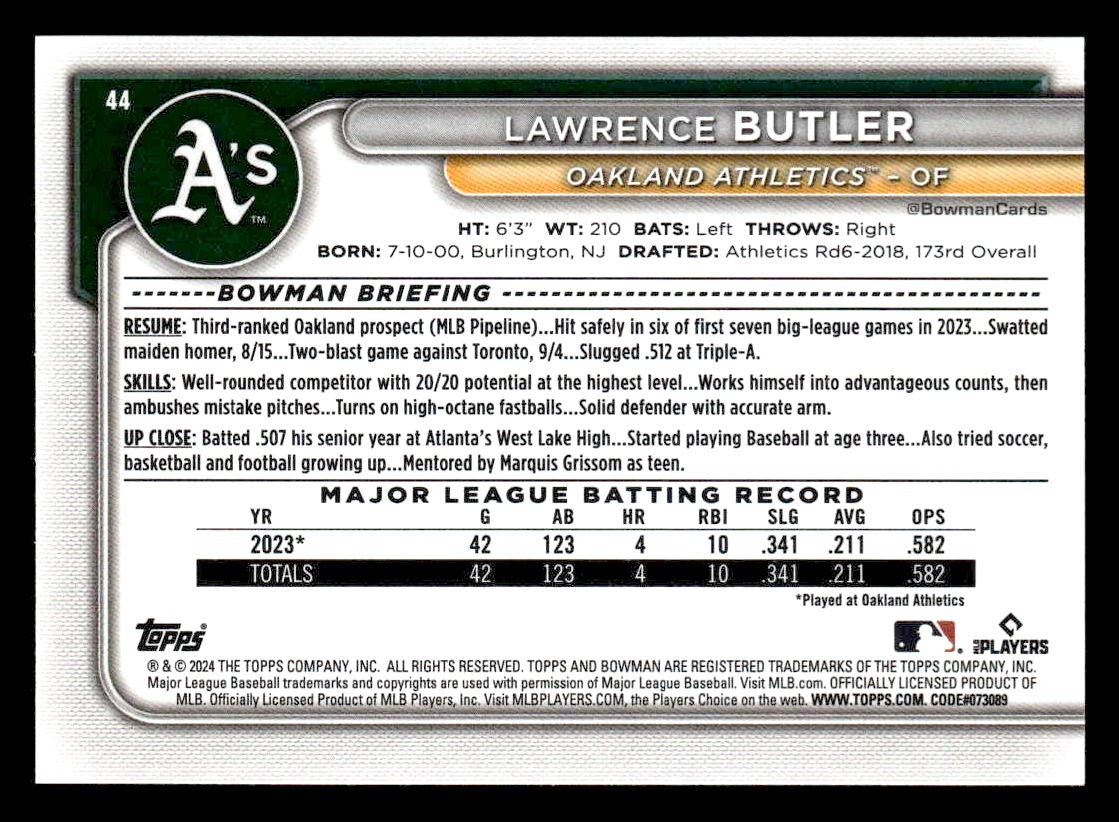 2024 Bowman #44 Lawrence Butler