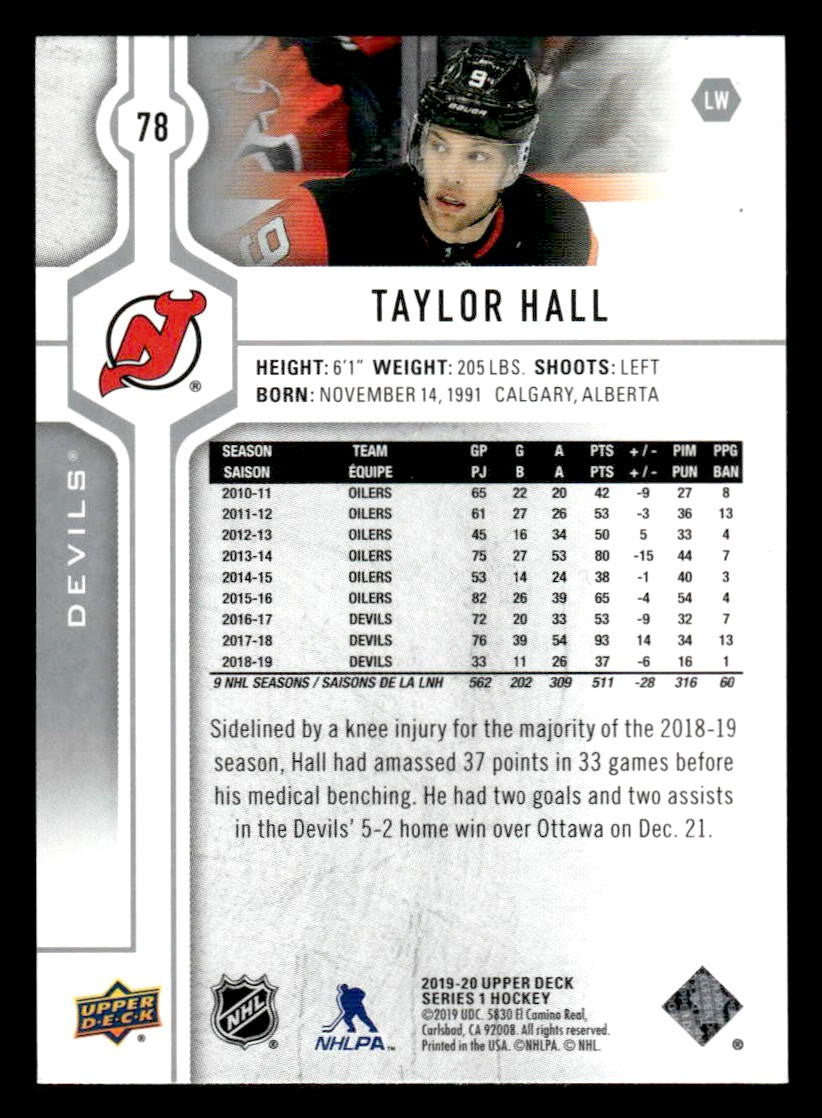 2019-20 Upper Deck #78 Taylor Hall