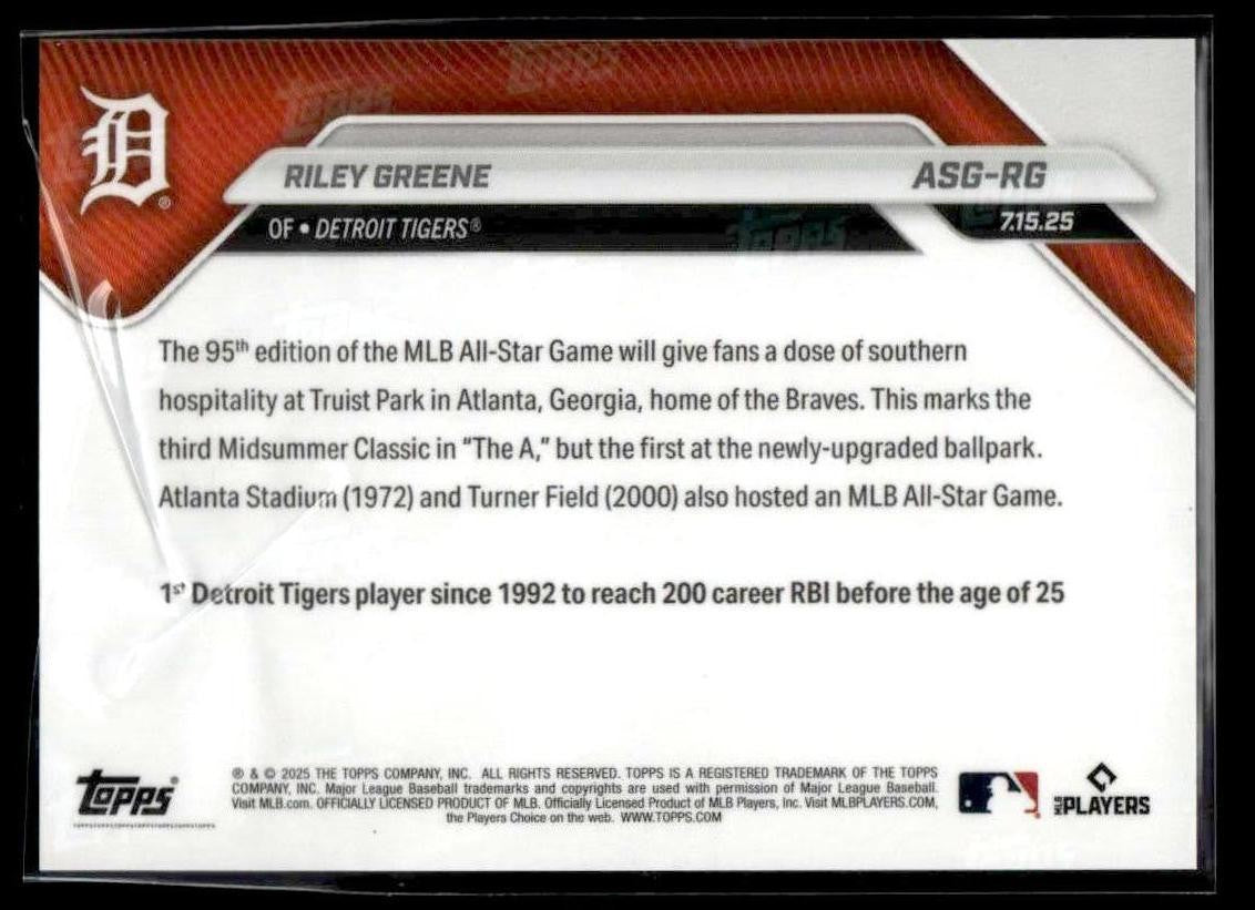 2025 Topps Now MLB All-Star Game #ASG-RG Riley Greene