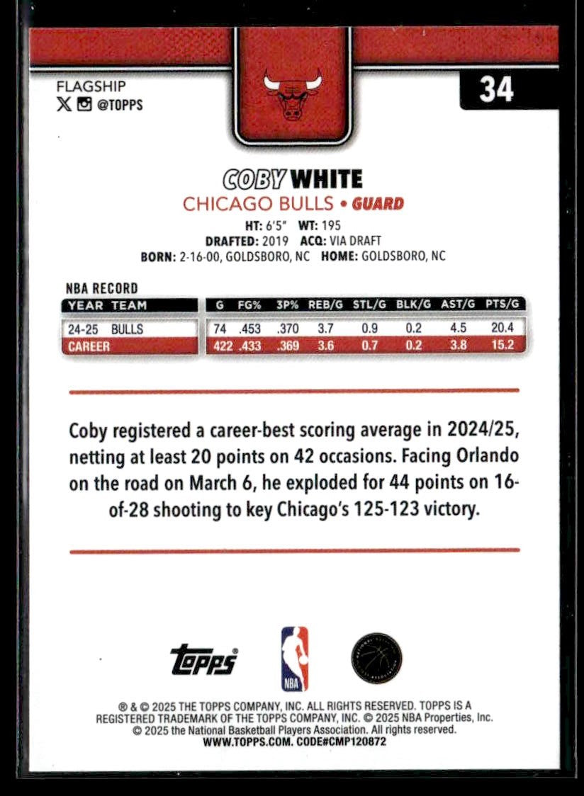 2025-26 Topps #34 Coby White