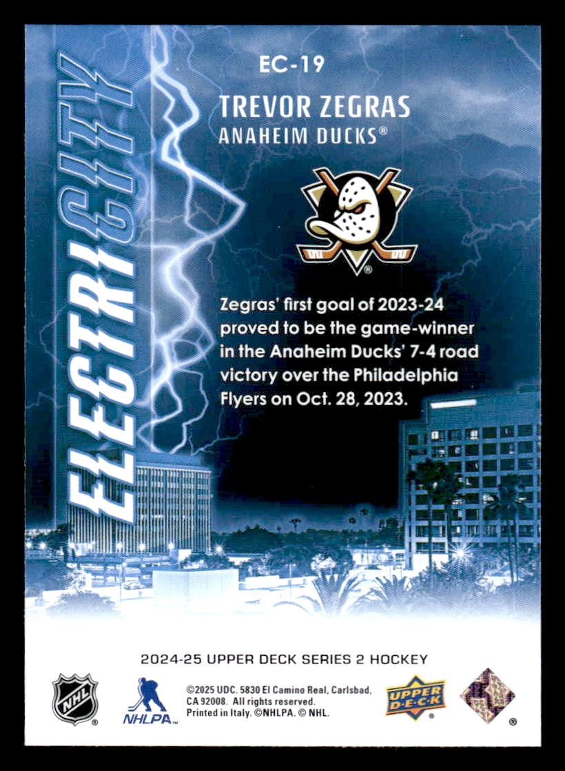2024-25 Upper Deck #EC-19 Trevor Zegras ElectriCity