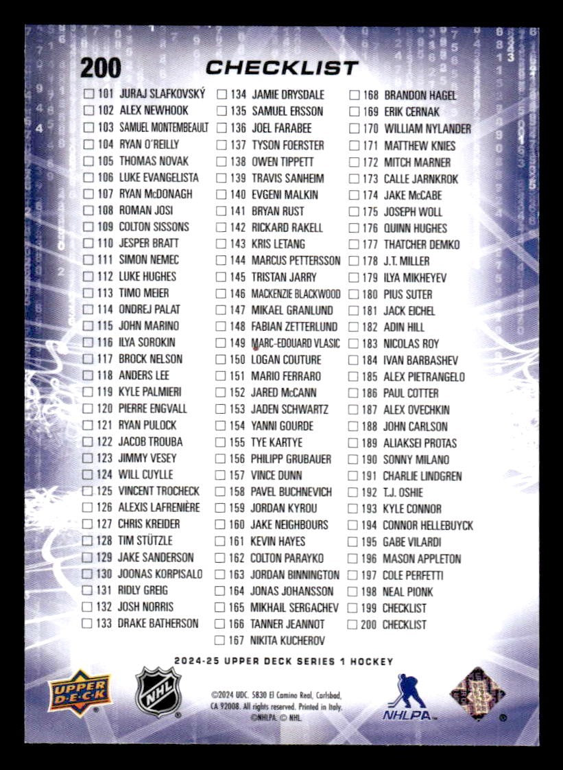 2024-25 Upper Deck #200 Nikita Kucherov / William Nylander