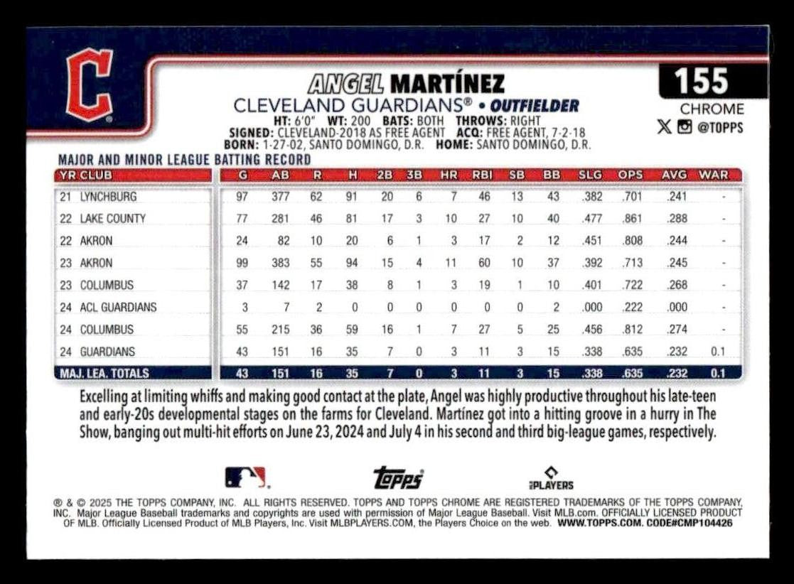 2025 Topps Chrome #155 Angel Martínez