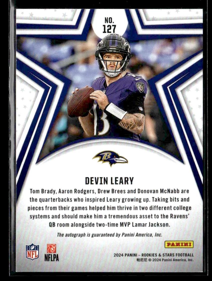 2024 Panini Rookies & Stars #127 Devin Leary Signatures Purple #/25