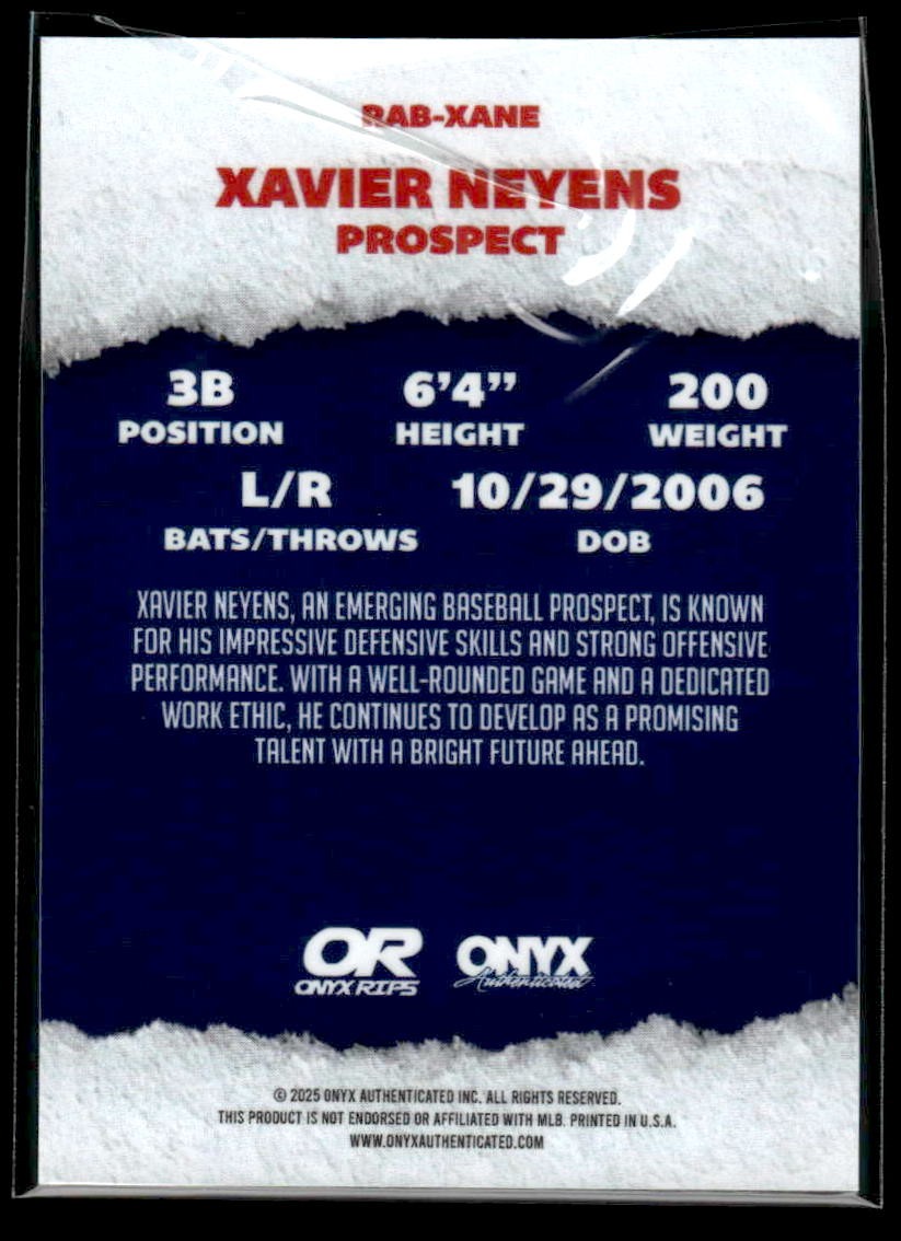 2025 Onyx Rips #RAB-XANE Xavier Neyens Refractor Autographs