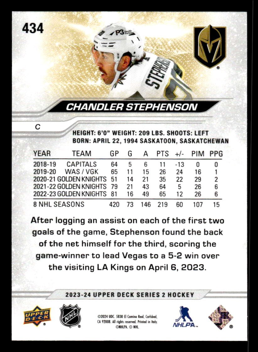 2023-24 Upper Deck #434 Chandler Stephenson