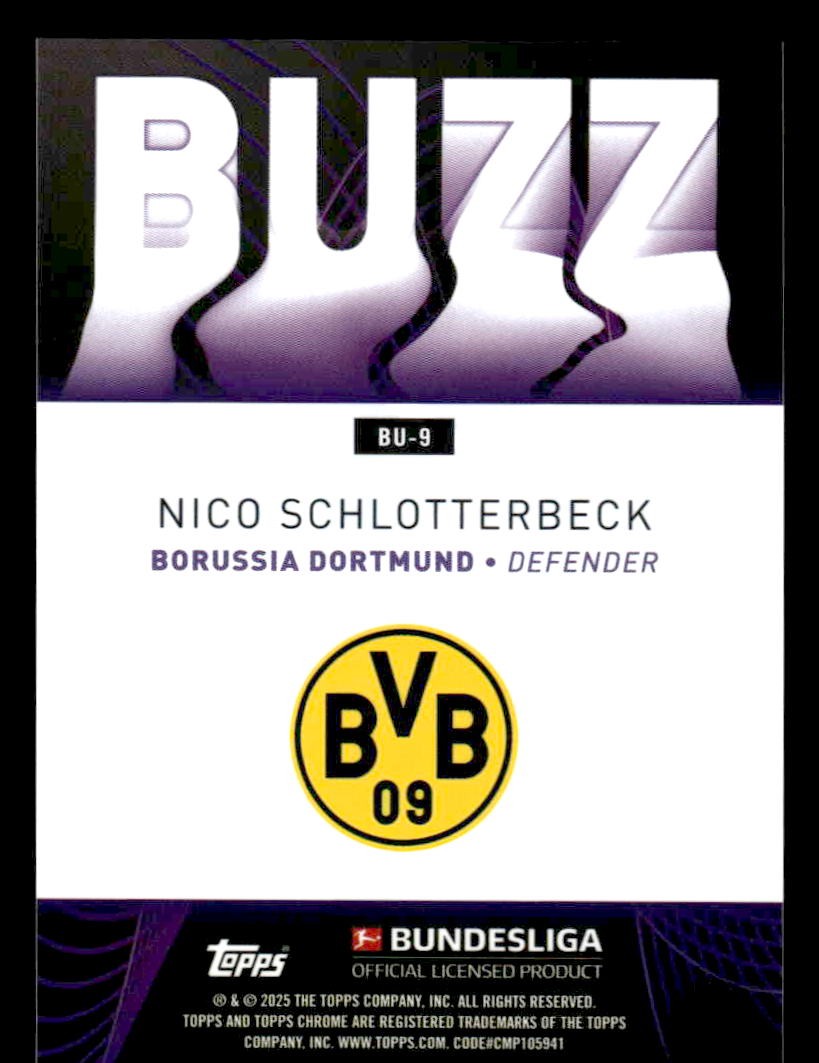 2025 Topps Chrome Bundesliga #BU-9 Nico Schlotterbeck Buzz