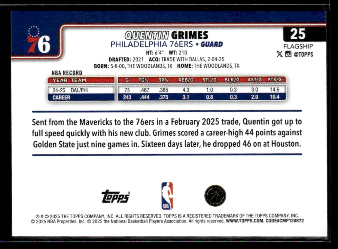 2025-26 Topps #25 Quentin Grimes