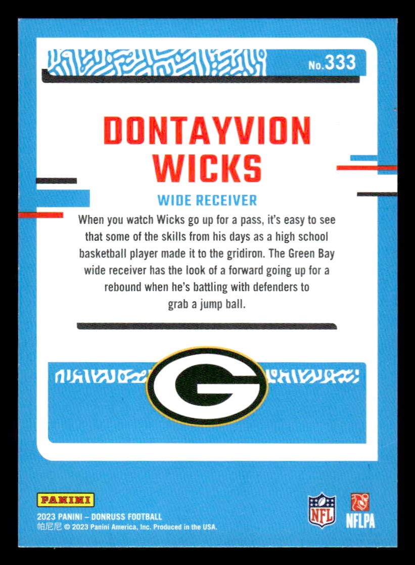 2023 Donruss #333 Dontayvion Wicks
