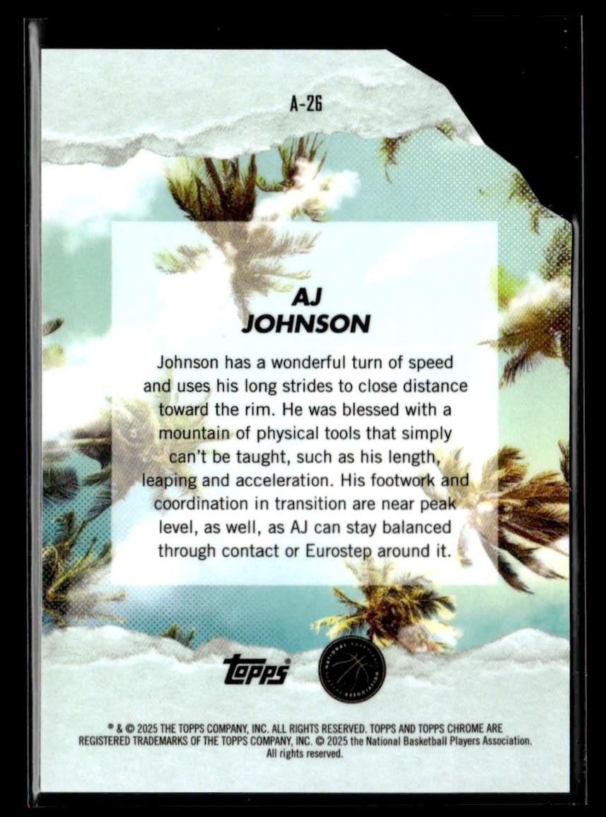 2024-25 Topps Finest #A-26 AJ Johnson Arrivals