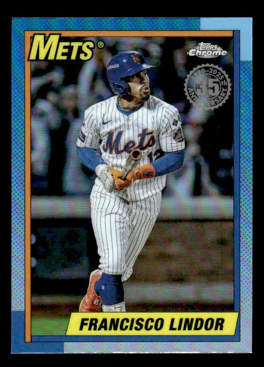 2025 Topps Chrome #90CB-10 Francisco Lindor 1990 Topps Baseball 35th Anniversary
