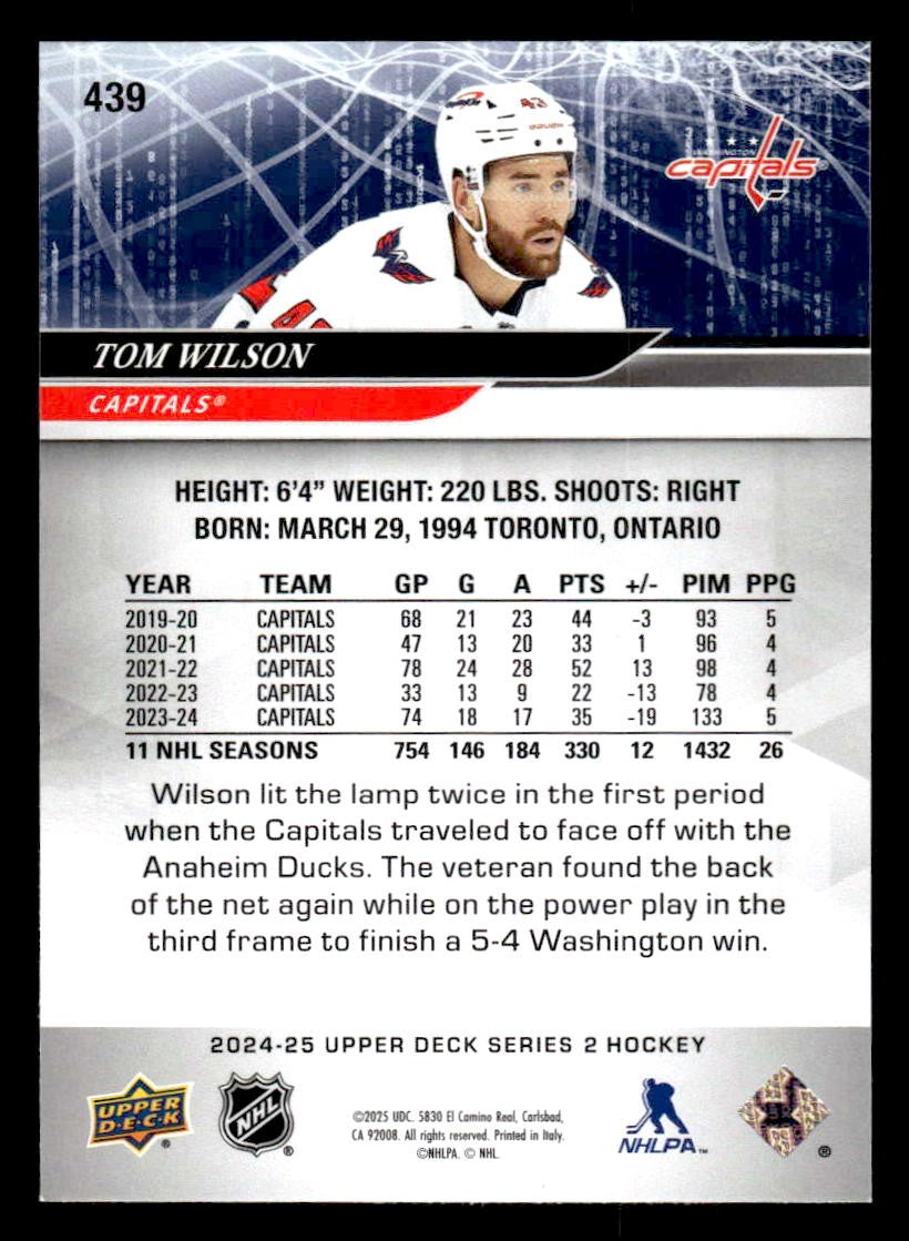 2024-25 Upper Deck #439 Tom Wilson