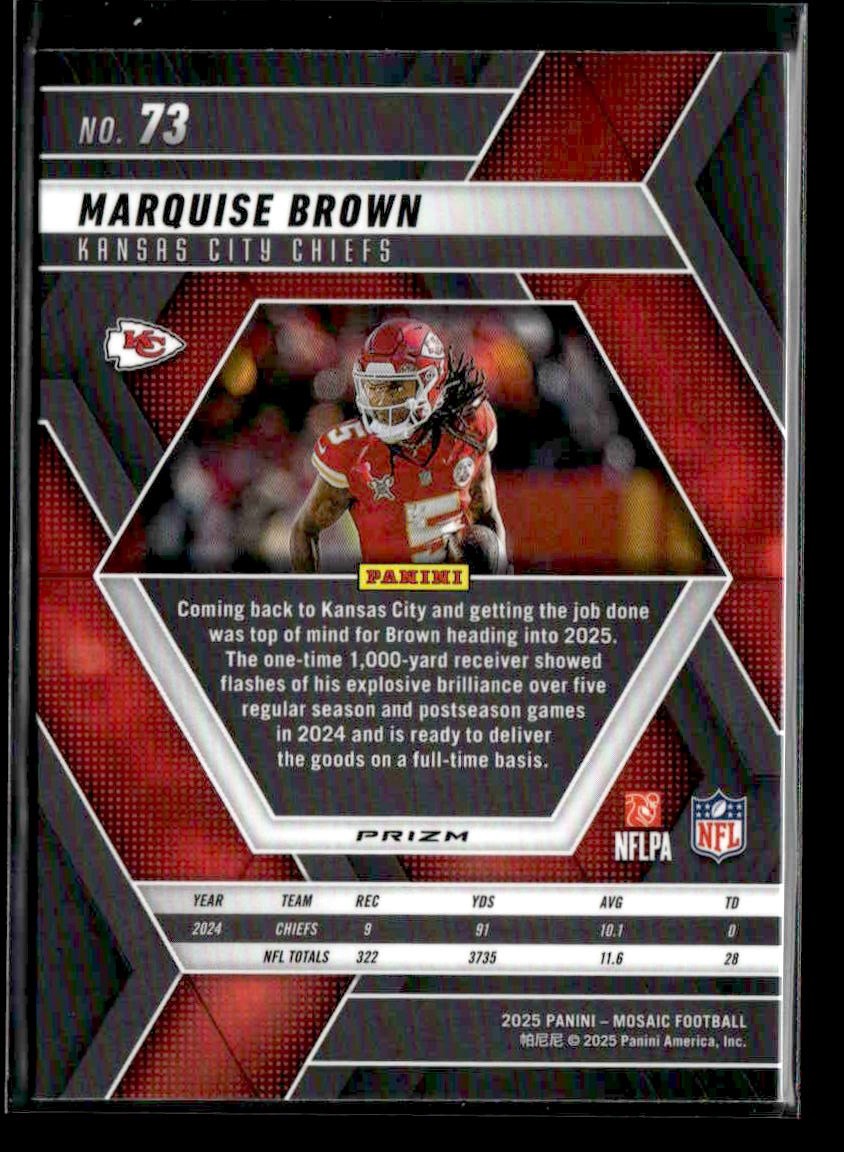 2025 Panini Mosaic #73 Marquise Brown Mosaic Red