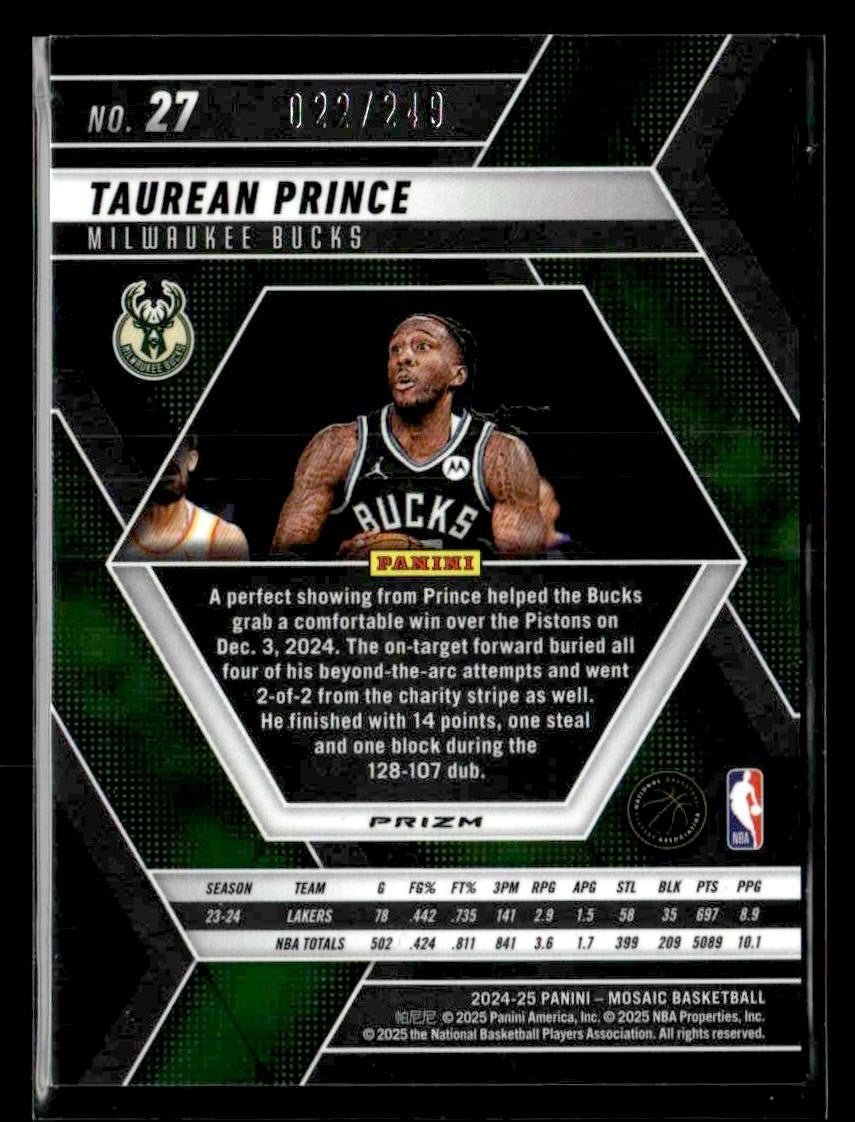 2024-25 Panini Mosaic #27 Taurean Prince Orange Mosaic #/249