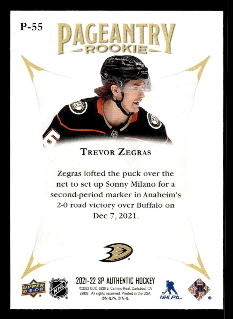 2021-22 SP Authentic #P-55 Trevor Zegras Pageantry