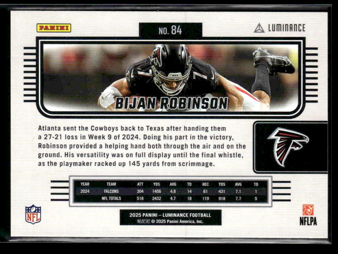 2025 Panini Luminance #84 Bijan Robinson