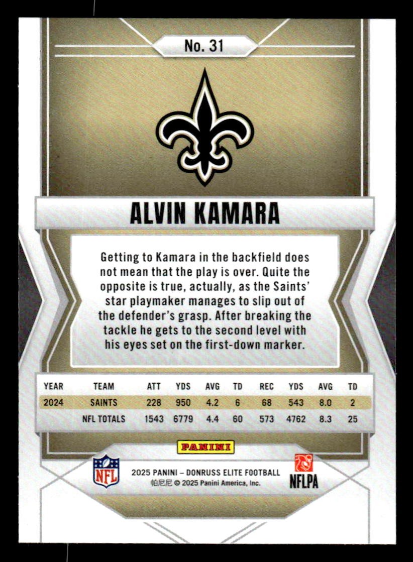 2025 Donruss Elite #31 Alvin Kamara