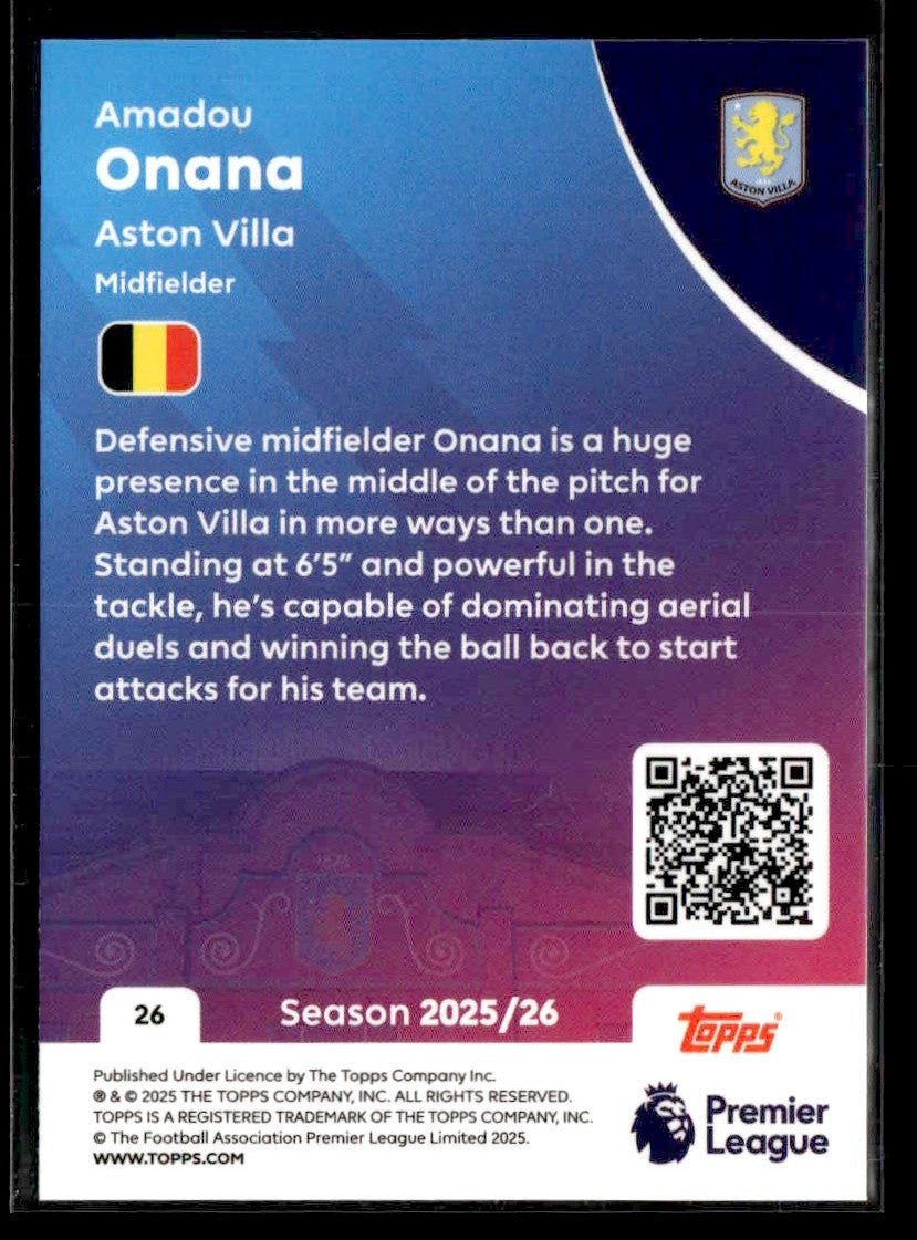 2025-26 Topps Premier League #26 Amadou Onana