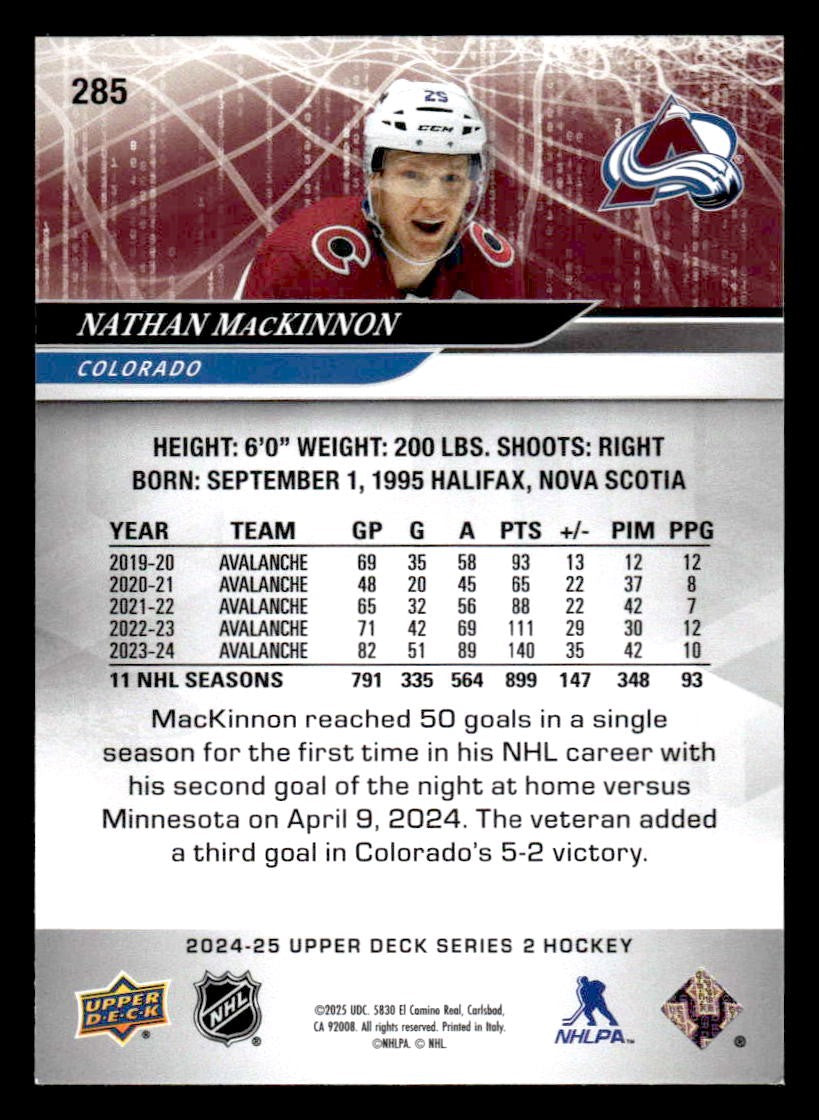 2024-25 Upper Deck #285 Nathan MacKinnon