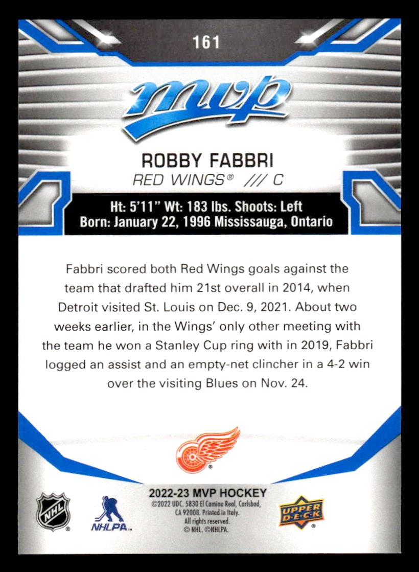 2022-23 Upper Deck MVP #161 Robby Fabbri Blue Script