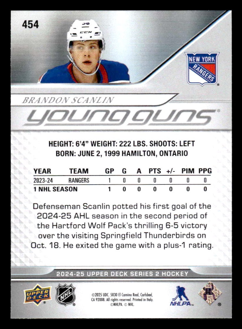 2024-25 Upper Deck #454 Brandon Scanlin