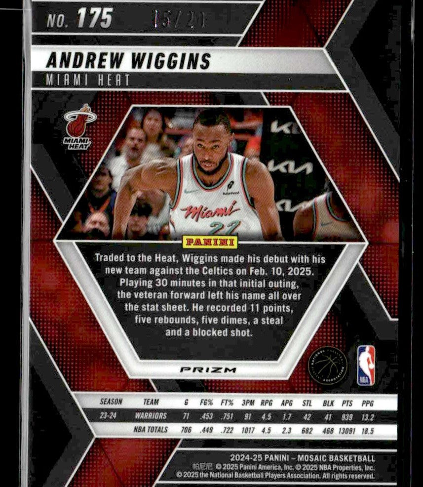 2024-25 Panini Mosaic - Choice Cherry Blossom Mosaic #175 Andrew Wiggins #/20