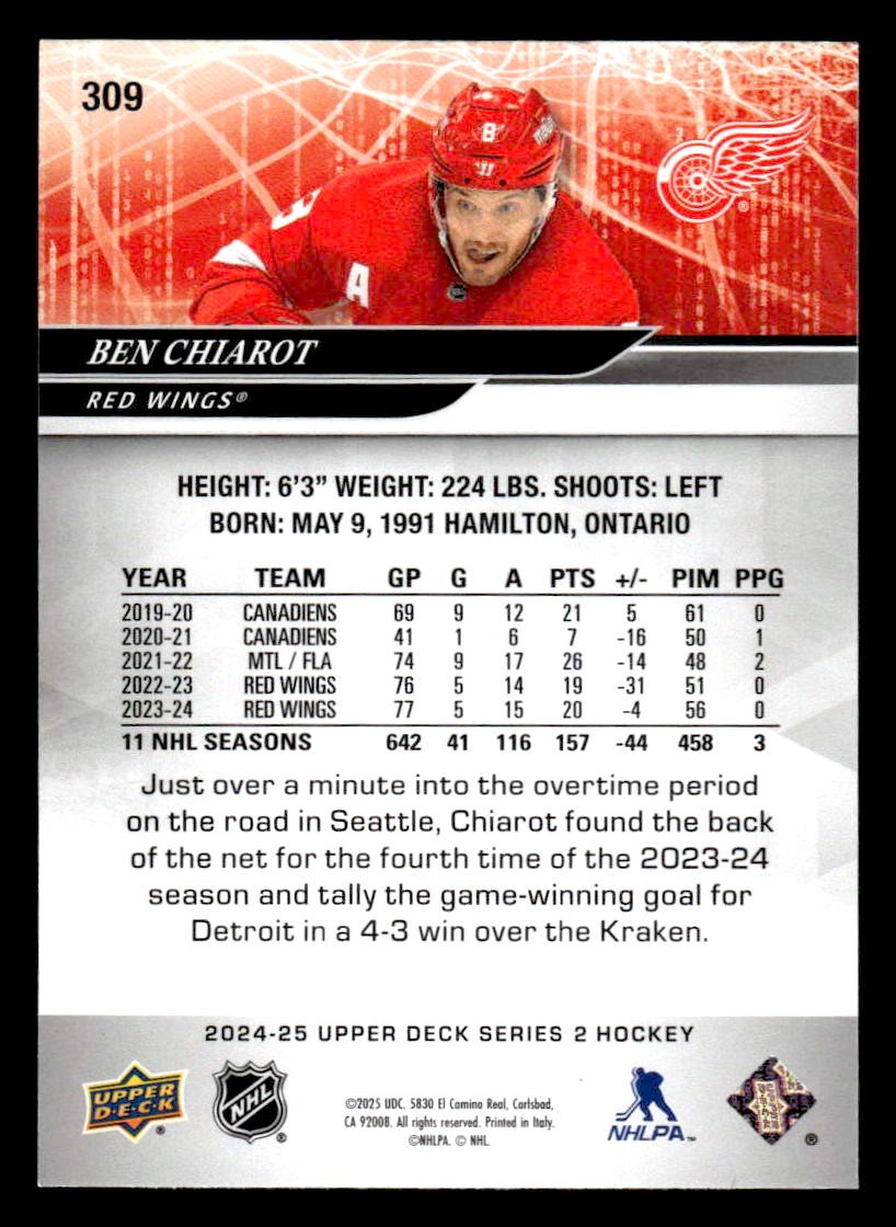 2024-25 Upper Deck #309 Ben Chiarot